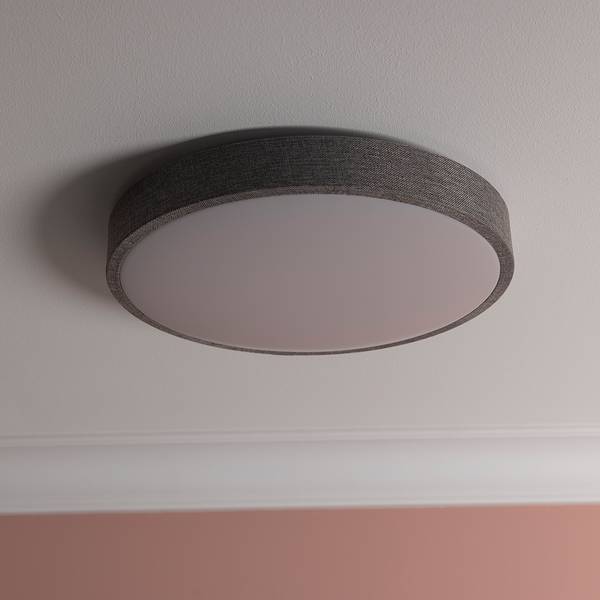 Lampada da soffitto LED Filiz Tessuto misto / Ferro - 1 punto luce - Grigio - Diametro: 39 cm