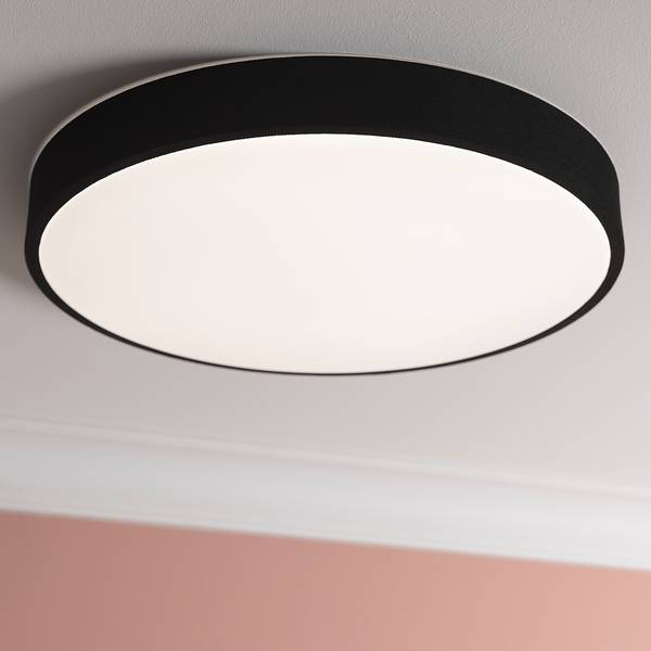 LED-Deckenleuchten Filiz Mischgewebe / Eisen - 1-flammig - Schwarz - Durchmesser: 49 cm