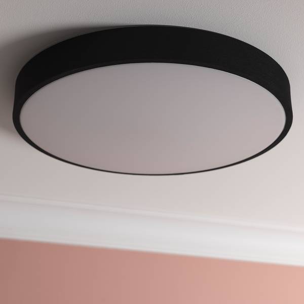LED-Deckenleuchten Filiz Mischgewebe / Eisen - 1-flammig - Schwarz - Durchmesser: 49 cm