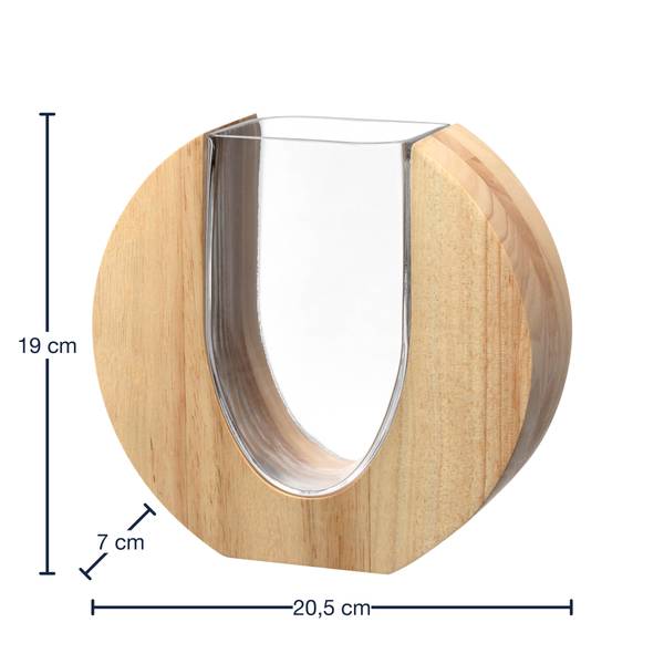 Vaso Legno arrotondato Vetro trasparente / Legno massello dell’albero della gomma - Trasparente / Marrone