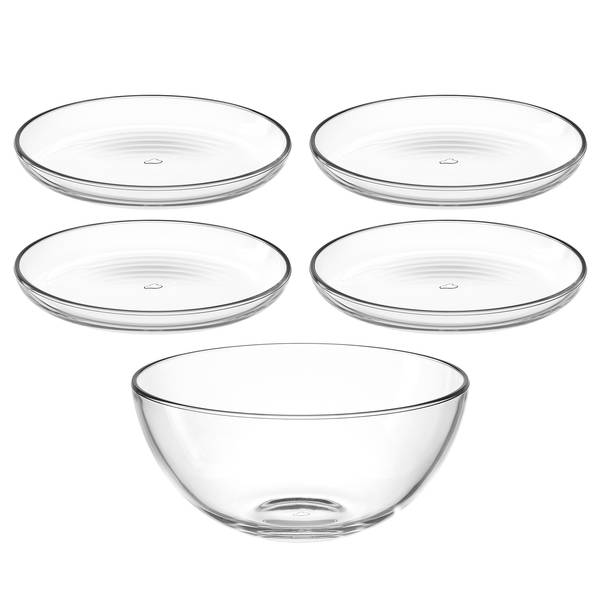 Set schalen & borden Cucina 5-delig transparant glas - transparant