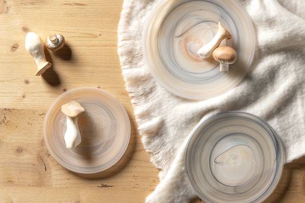 Set di 2 piatti Alabastro B Vetro colorato - Beige