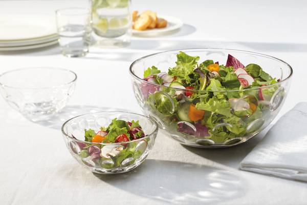 Schaal/kom Cucina Optic set van 6 transparant glas - transparant