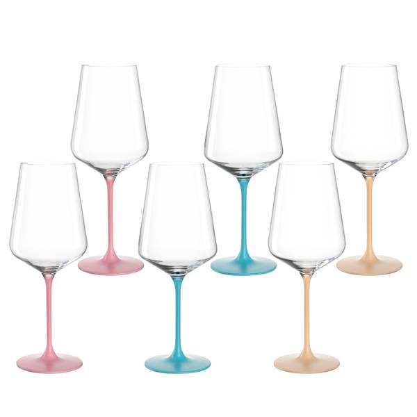Set di 6 bicchieri da vino A Vetro trasparente - Multicolore