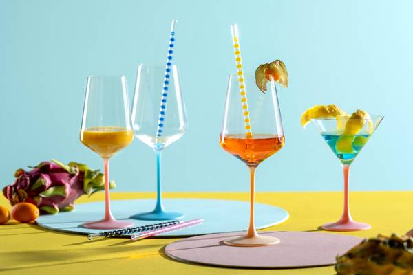 Set di 6 bicchieri da vino A Vetro trasparente - Multicolore