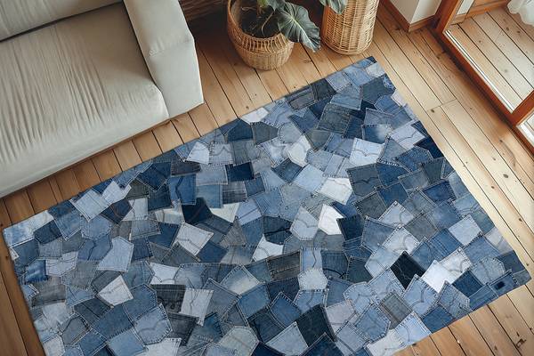 Tappeto a pelo corto My Denim Pocket Cotone riciclato - Blu - 80 x 150 cm