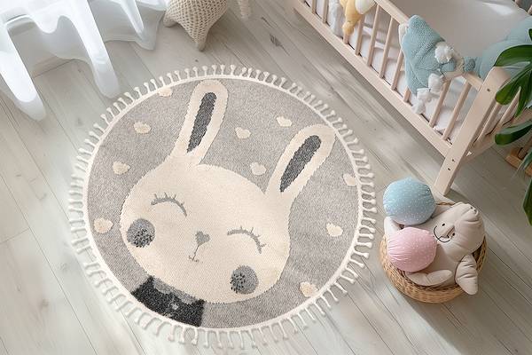 Tappeto cameretta My Fano Rahe rotondo Polipropilene - grigio / Beige