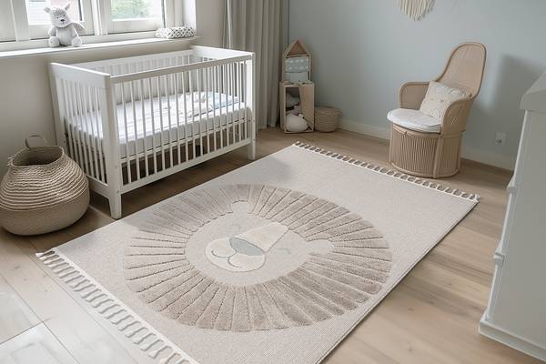 Tapis enfant My Fano lion Polypropylène frisé - Beige - 160 x 230 cm