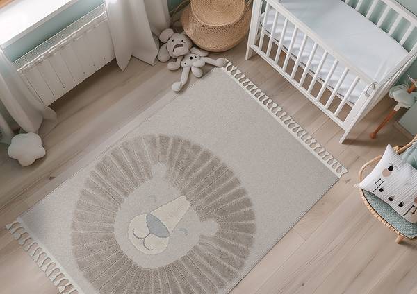 Tapis enfant My Fano lion Polypropylène frisé - Beige - 160 x 230 cm
