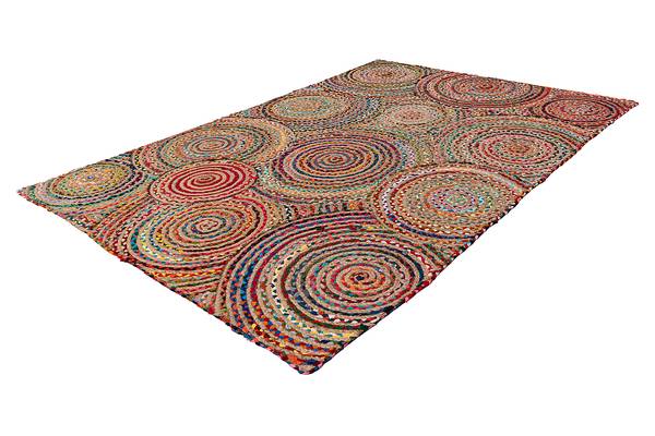 Laagpolig vloerkleed My Cancun type B gerecycled katoen/jute - meerdere kleuren - 80 x 150 cm