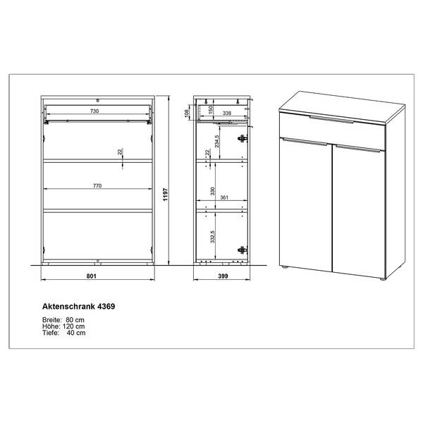 Schrankwand Mailand - 120 cm Graphit