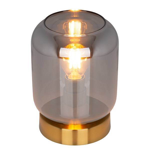 Tischleuchte Alessio mit Sockel Rauchglas / Stahl - 1-flammig