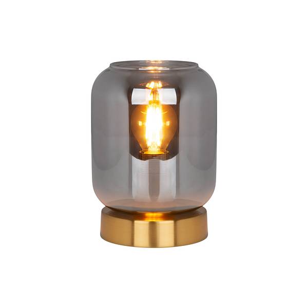 Tischleuchte Alessio mit Sockel Rauchglas / Stahl - 1-flammig