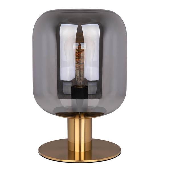 Lampada da tavolo Alessio con piede Vetro fumé / Acciaio - 1 punto luce