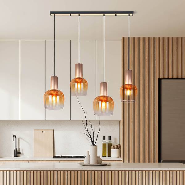 Suspension Funda type A Verre coloré / Aluminium - 4 ampoules