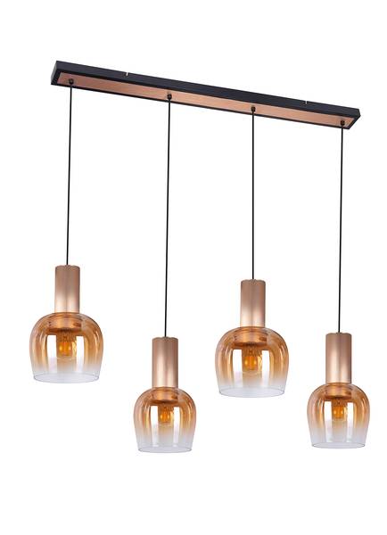 Suspension Funda type A Verre coloré / Aluminium - 4 ampoules