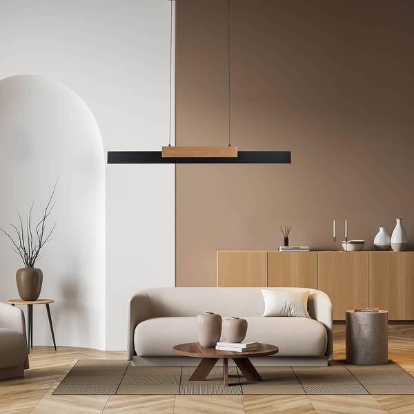Lampada a sospensione LED Wiebke Metallo / Legno di rovere massello - 1 punto luce