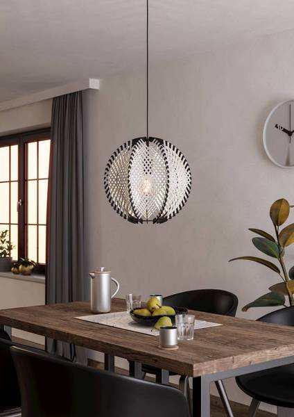 Lampada a sospensione Waverton A Tessuto misto / Acciaio - 1 punti luce - Diametro: 40 cm