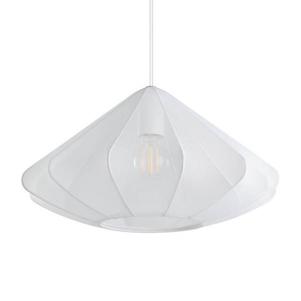 Lampada a sospensione Dolwen B Tessuto misto / Acciaio - 1 punti luce - Bianco