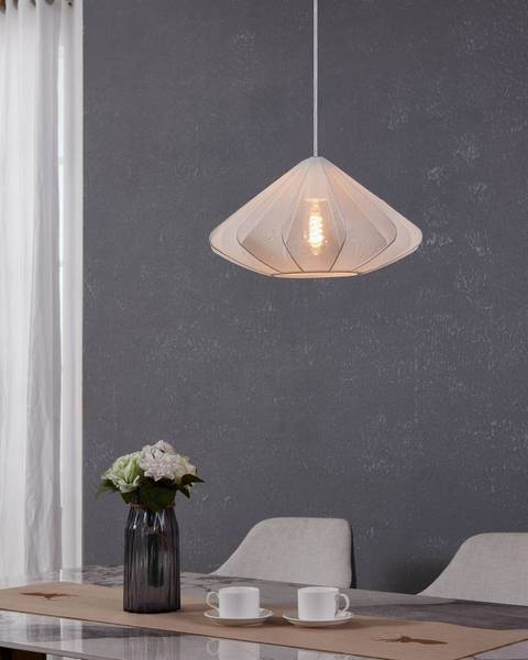 Lampada a sospensione Dolwen B Tessuto misto / Acciaio - 1 punti luce - Bianco