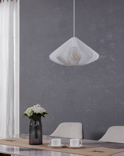 Lampada a sospensione Dolwen B Tessuto misto / Acciaio - 1 punti luce - Bianco