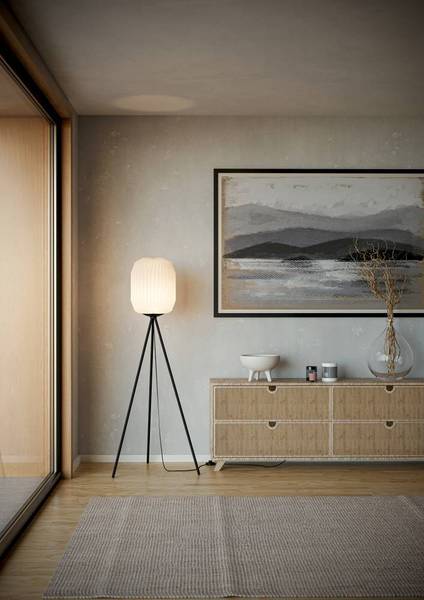 Lampada da terra Belgrave Carta / Acciaio - 1 punti luce