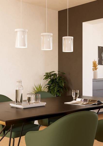 LED-Pendelleuchte Chiusello Klarglas / Stahl - 3-flammig