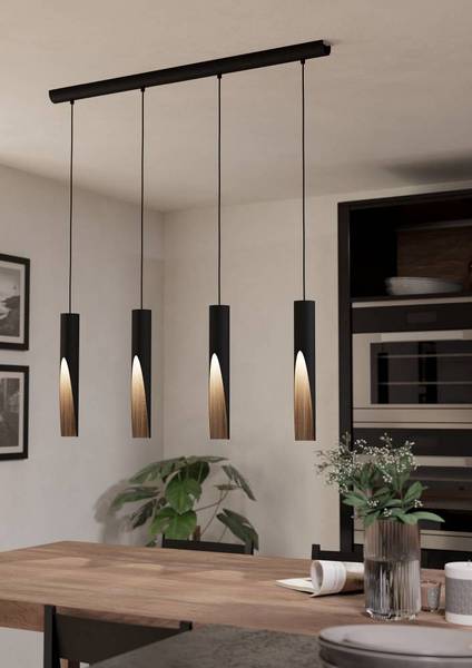 LED-Pendelleuchte Barbotto Typ B Stahl - 4-flammig
