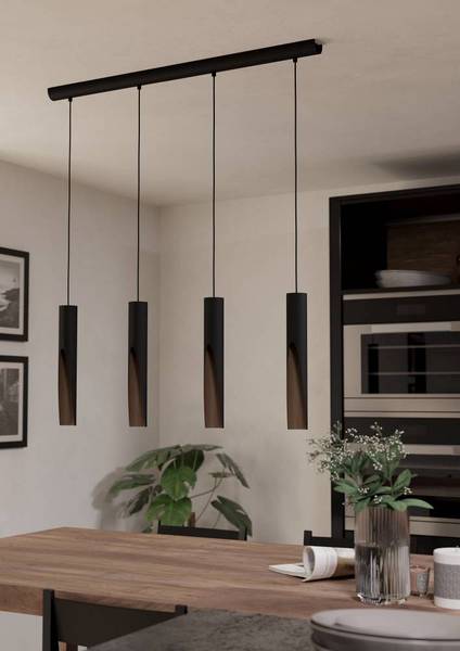 LED-Pendelleuchte Barbotto Typ B Stahl - 4-flammig