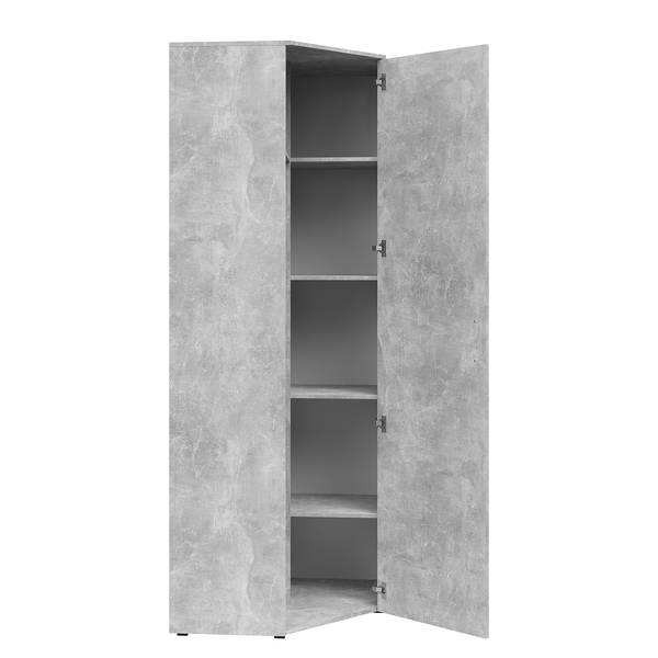 Armoire d’angle Hick Imitation béton - Hauteur : 195 cm