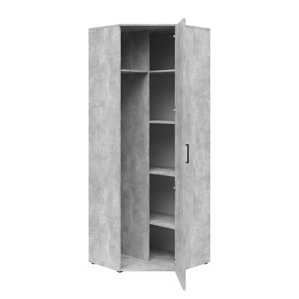 Armoire d’angle Hick Imitation béton - Hauteur : 195 cm