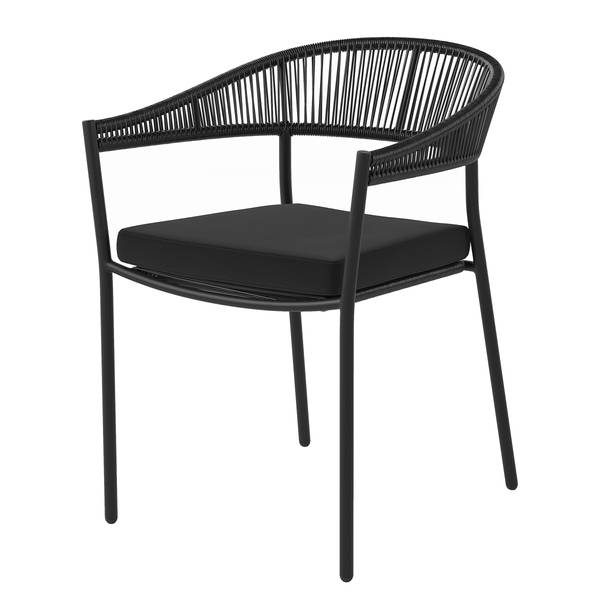 Outdoor-diningset Arjan 5-delig combi B staal/polyrotan - zwart