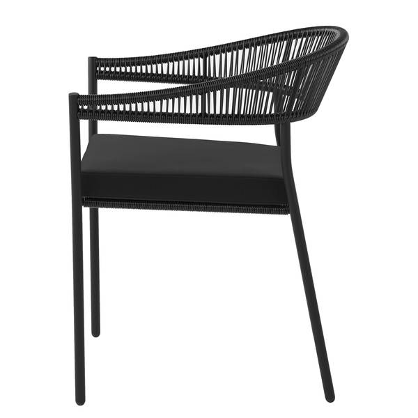 Outdoor-diningset Arjan 5-delig combi B staal/polyrotan - zwart