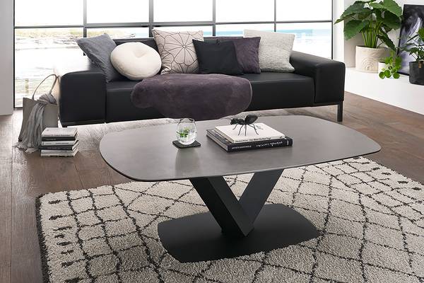 Tavolo da salotto Shimin Grigio - Ceramica - Metallo - 120 x 43 x 70 cm
