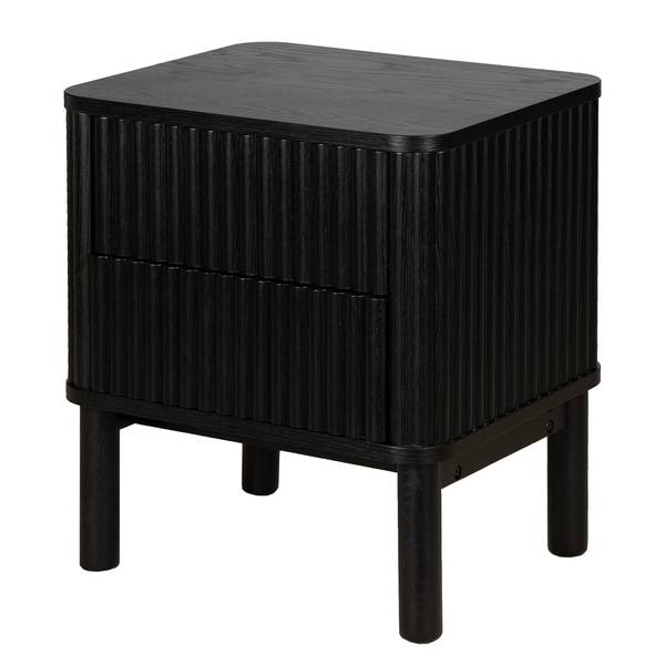 Comodino impiallacciato in legno Strai Quercia nero