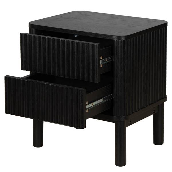 Comodino impiallacciato in legno Strai Quercia nero