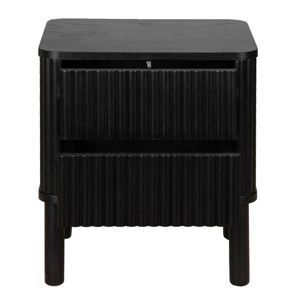 Comodino impiallacciato in legno Strai Quercia nero