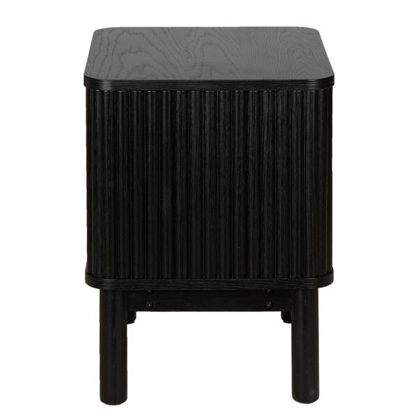 Comodino impiallacciato in legno Strai Quercia nero