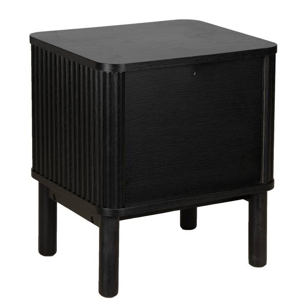 Comodino impiallacciato in legno Strai Quercia nero