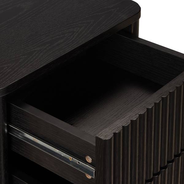 Comodino impiallacciato in legno Strai Quercia nero