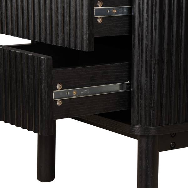 Comodino impiallacciato in legno Strai Quercia nero