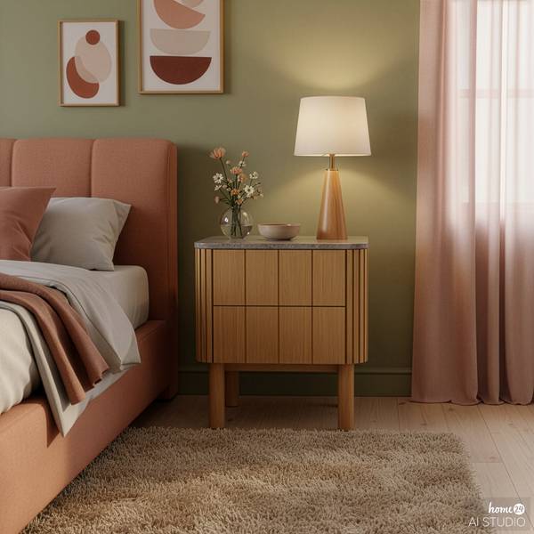 Nachtkastje met fineer Rimma terazzo/eikenhout