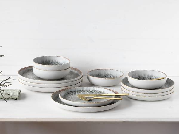 Geschirr-Set Uno Volcano 12-teilig Lichtgrau