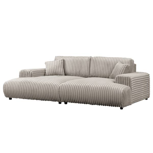Bigsofa Trouville Plüsch-Cordstoff Vitani: Grau