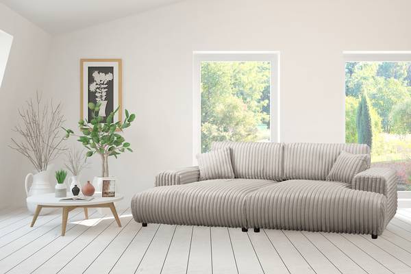 Bigsofa Trouville Plüsch-Cordstoff Vitani: Grau