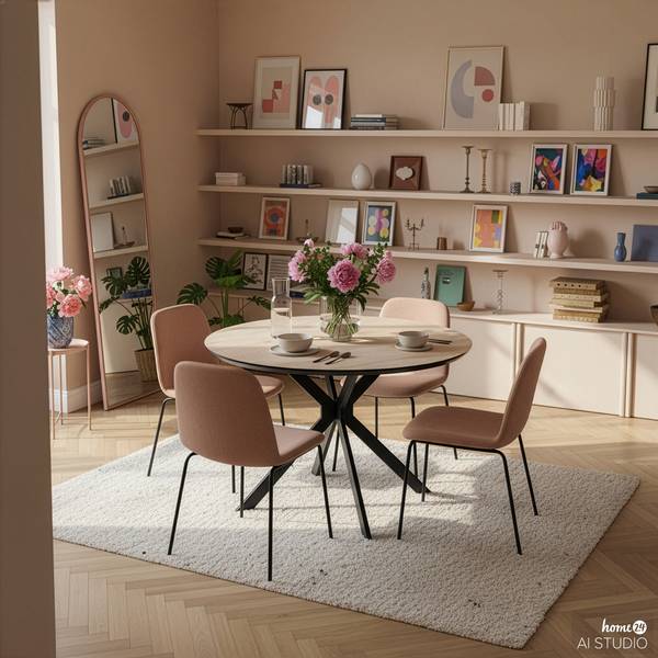 Esstisch SADEMA Eiche Hell Dekor / Schwarz