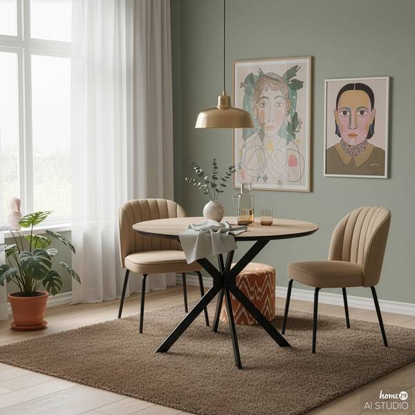 Esstisch SADEMA Eiche Hell Dekor / Schwarz