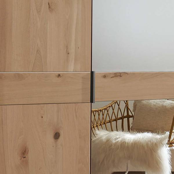 Drehtürenschrank Cardiff - Spiegeltür B Eiche teilmassiv - 246 x 216 cm