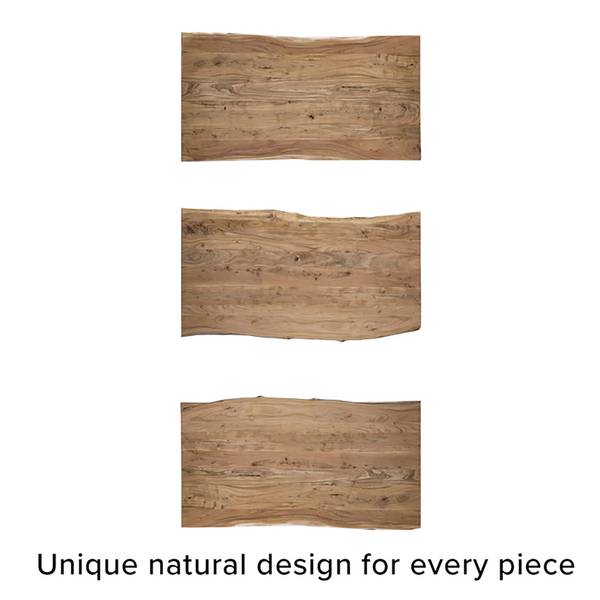 Piano con bordo scortecciato KAPRA Massello di acacia - 140 x 80 cm - Spessore del piano del tavolo: 5 cm