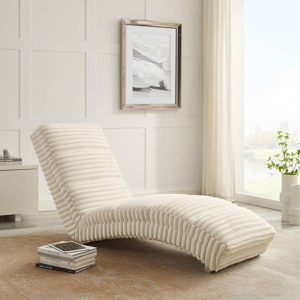 Chaise longue Elevk pluche beige